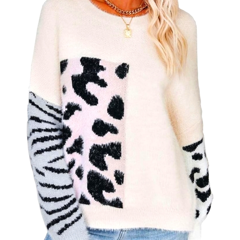 🏷 CLEARANCE! Miracle Colorblock Crewneck Animal print Sweater